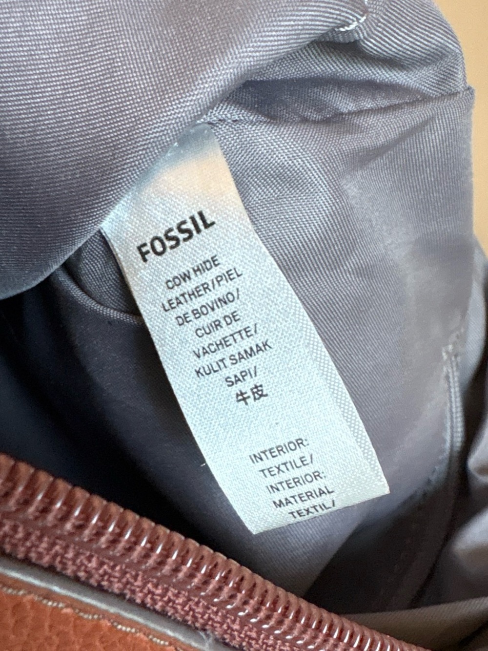 Fossil Cognac Pebbled Leather Crossbody Bag - Picture 7 of 8
